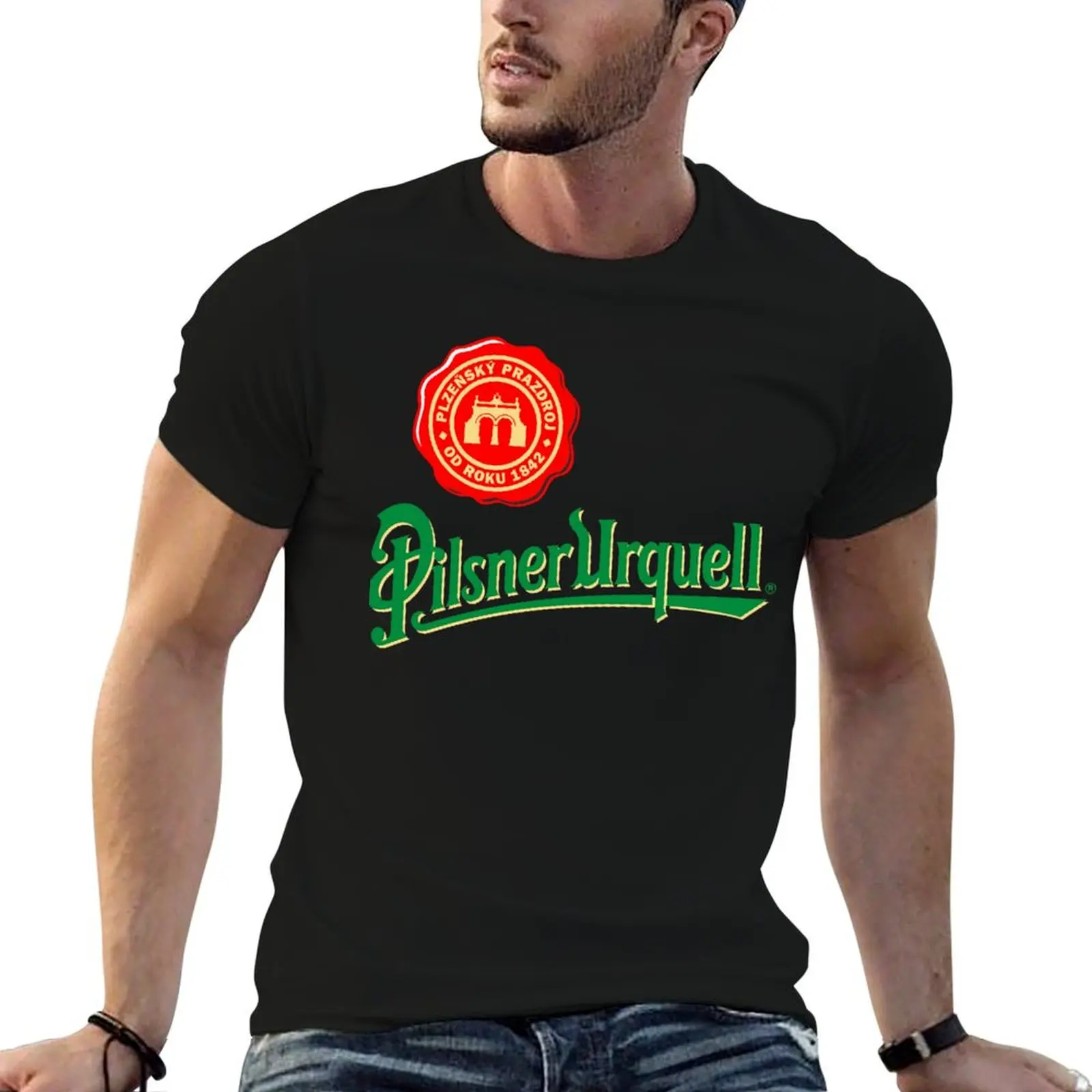Camiseta con logotipo de cerveza pilsner urquell, cerveza lager, cerveza de la cervecería Asahi, camiseta informal sencilla a la moda