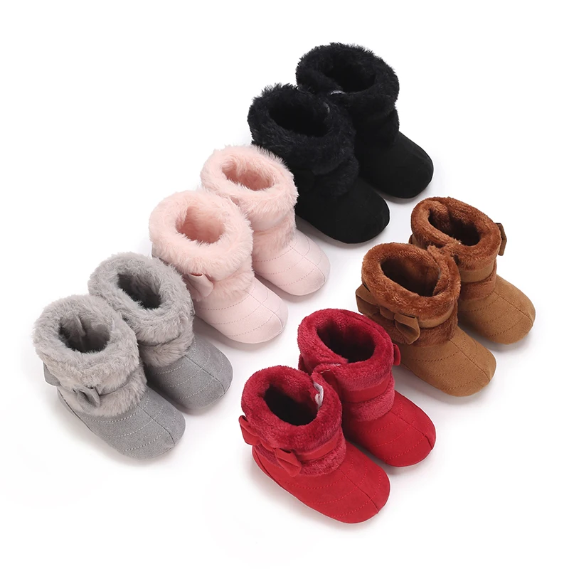 

Newborn High Top Shoes For Baby To Learn Walking Female Baby Boots With Butterfly And Velvet Autumn And Winter Warm Fur Shoes