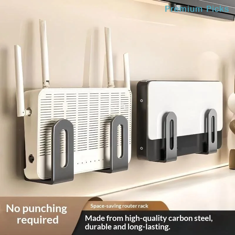 portableSelf-Adhesive No-Drill Power Storage Rack 2Pcs Universal Router Wall Mount Holder for Office Home Cable Organizing