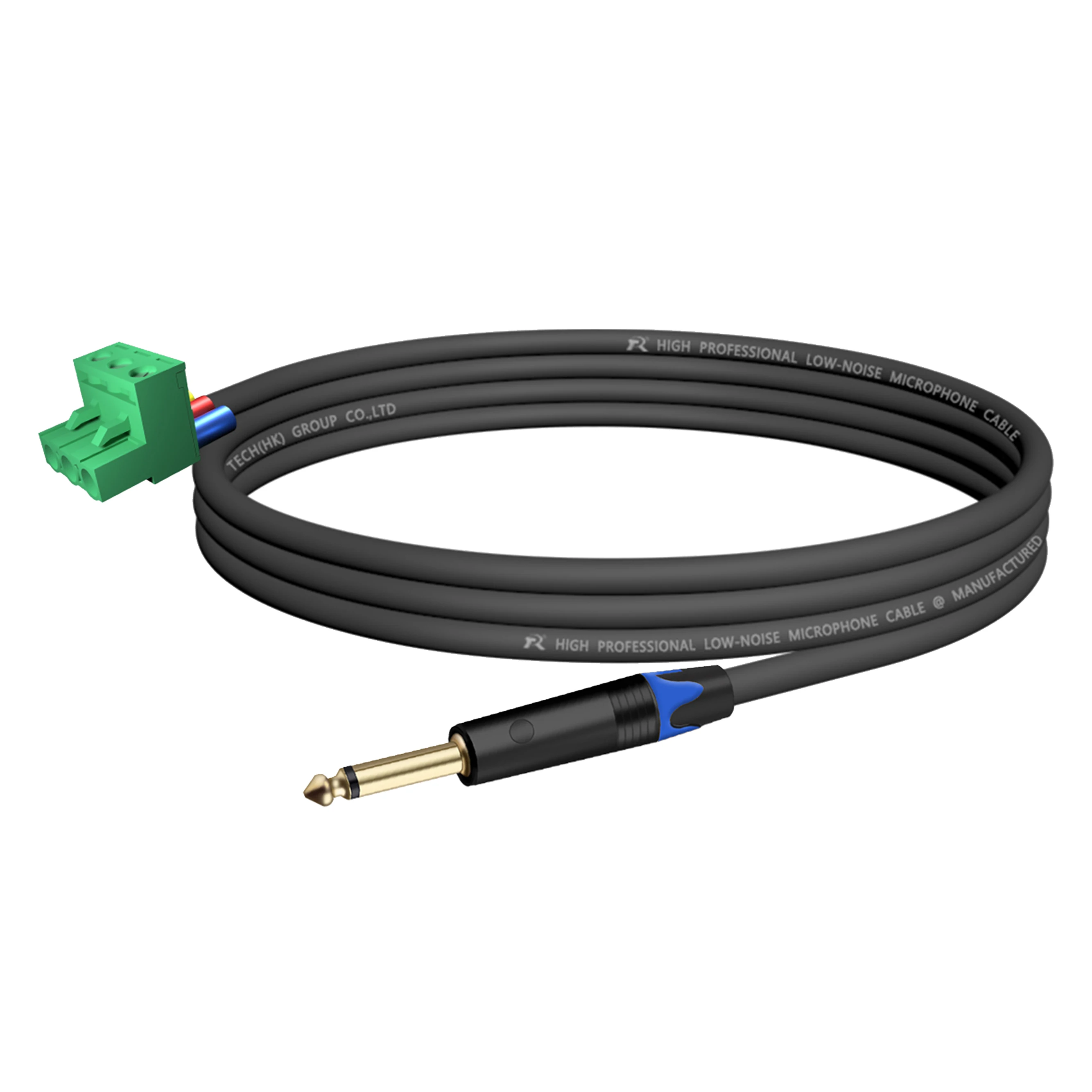 Phoenix Terminal Connector Audiokabel, 6,5 mm (1/4 Zoll) TS-Stecker auf 3-poliger 5,08 mm/0,2 Zoll Rastermaß PCB Phoenix, Mono-Audiokabel – Detail 4