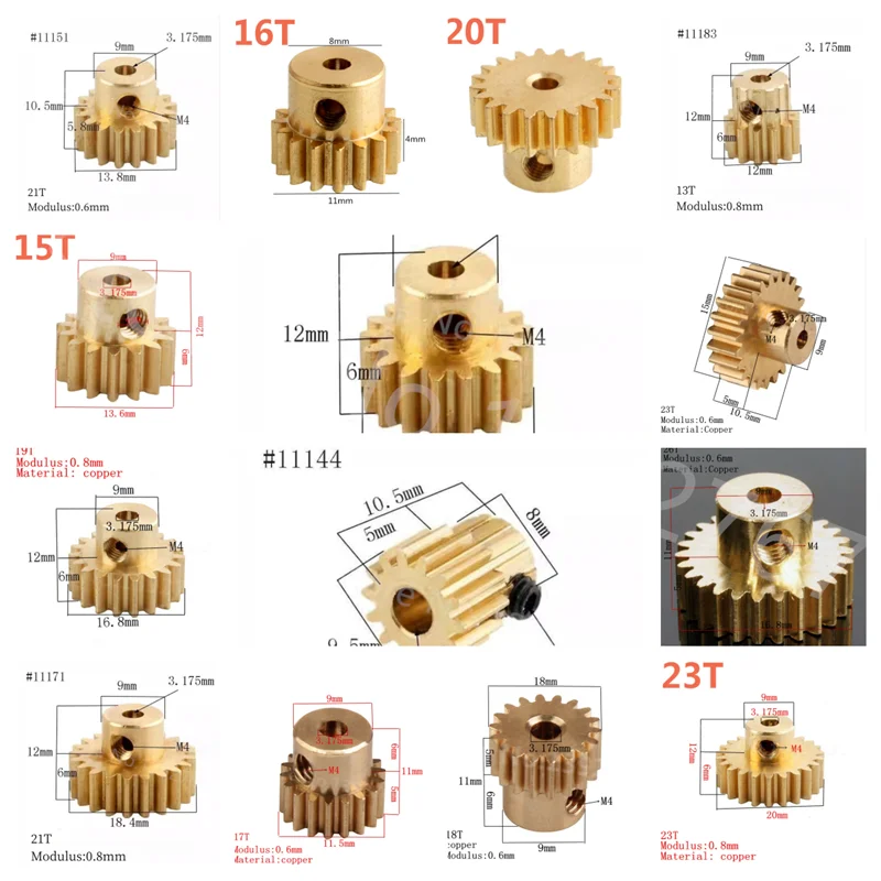 Copper Motor Gear 13T 14T 15T 16T 17T 18T 19T 20T 21T 23T 26T For 1/10 1/16 Scale RC Car Kids Toy HSP Spare Parts Accessories