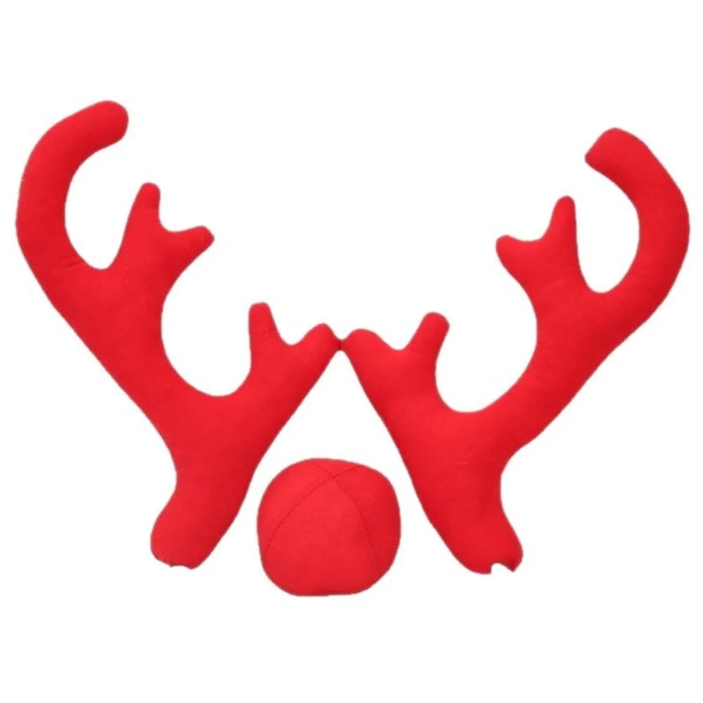 For Christmas Driving Car Antler Decoration Festive Auto Ornament Secure C-clip Attachment Pearl Cotton Filling