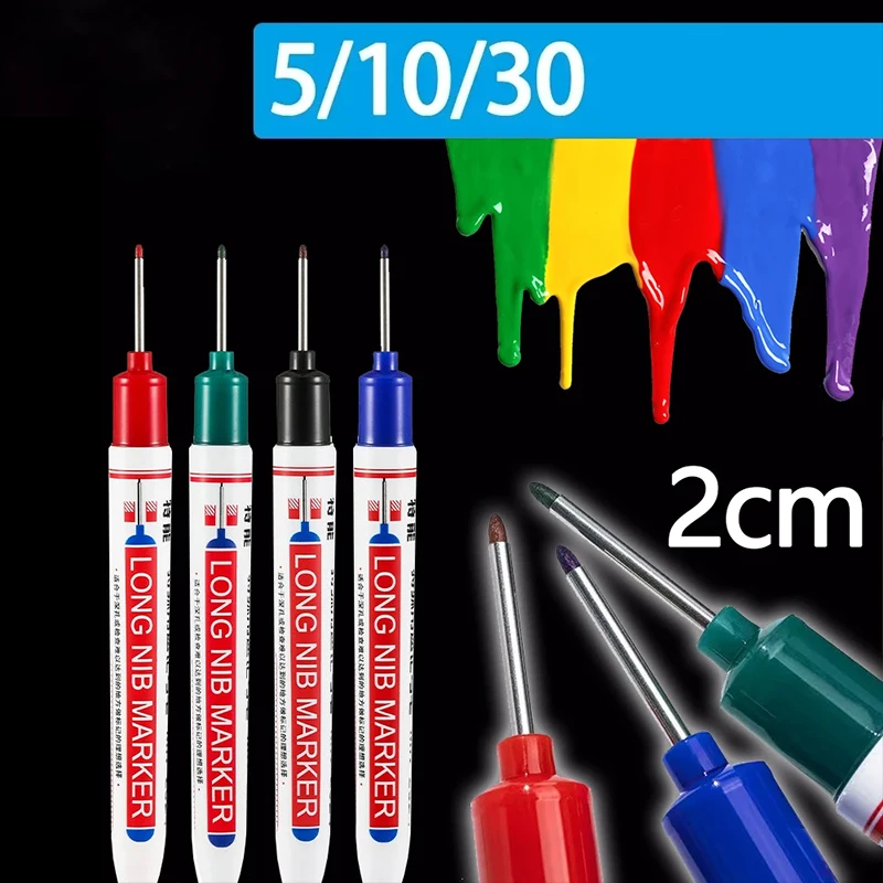 5-50-pecas-marcadores-de-ponta-longa-impermeaveis-de-2cm-para-furos-profundos-caneta-marcadora-branca-vermelha-preta-azul-verde-para-ferramentas-de-metal-carpintaria-e-marcenaria