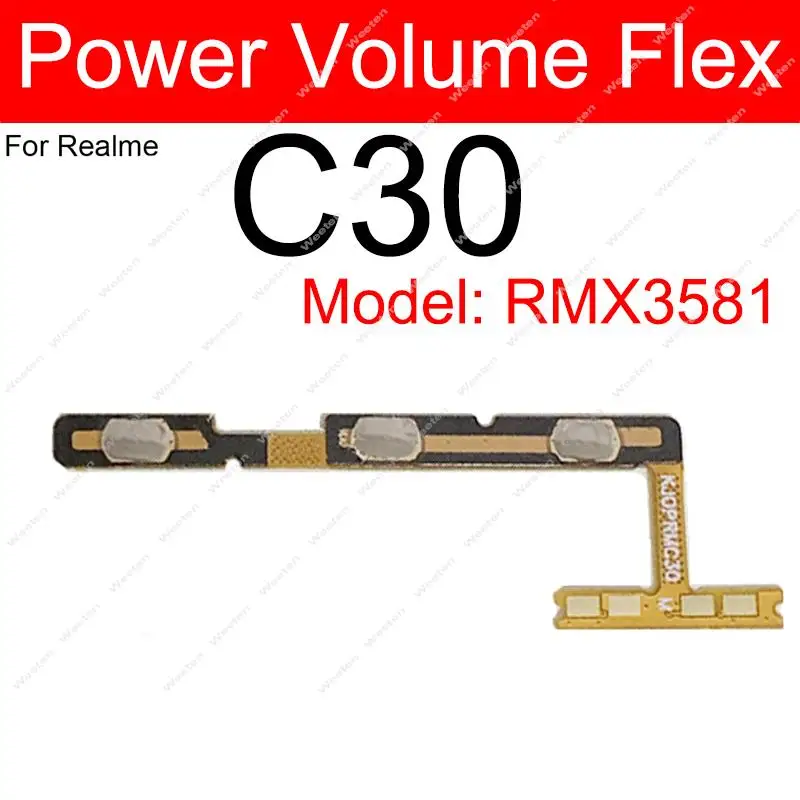 For Realme C20 C21 C21Y C25Y C25 C25S C30 C31 C33 C35 Side Buttons Power Volume Keys On Off Switch Flex Cable Parts