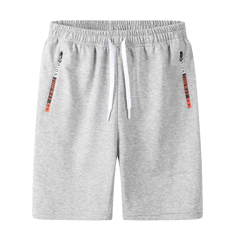Men's Summer New Light and Thin Quick Drying Solid Color High Waist Drawstring Zipper Fashion Casual Loose Sports Knee Pants
