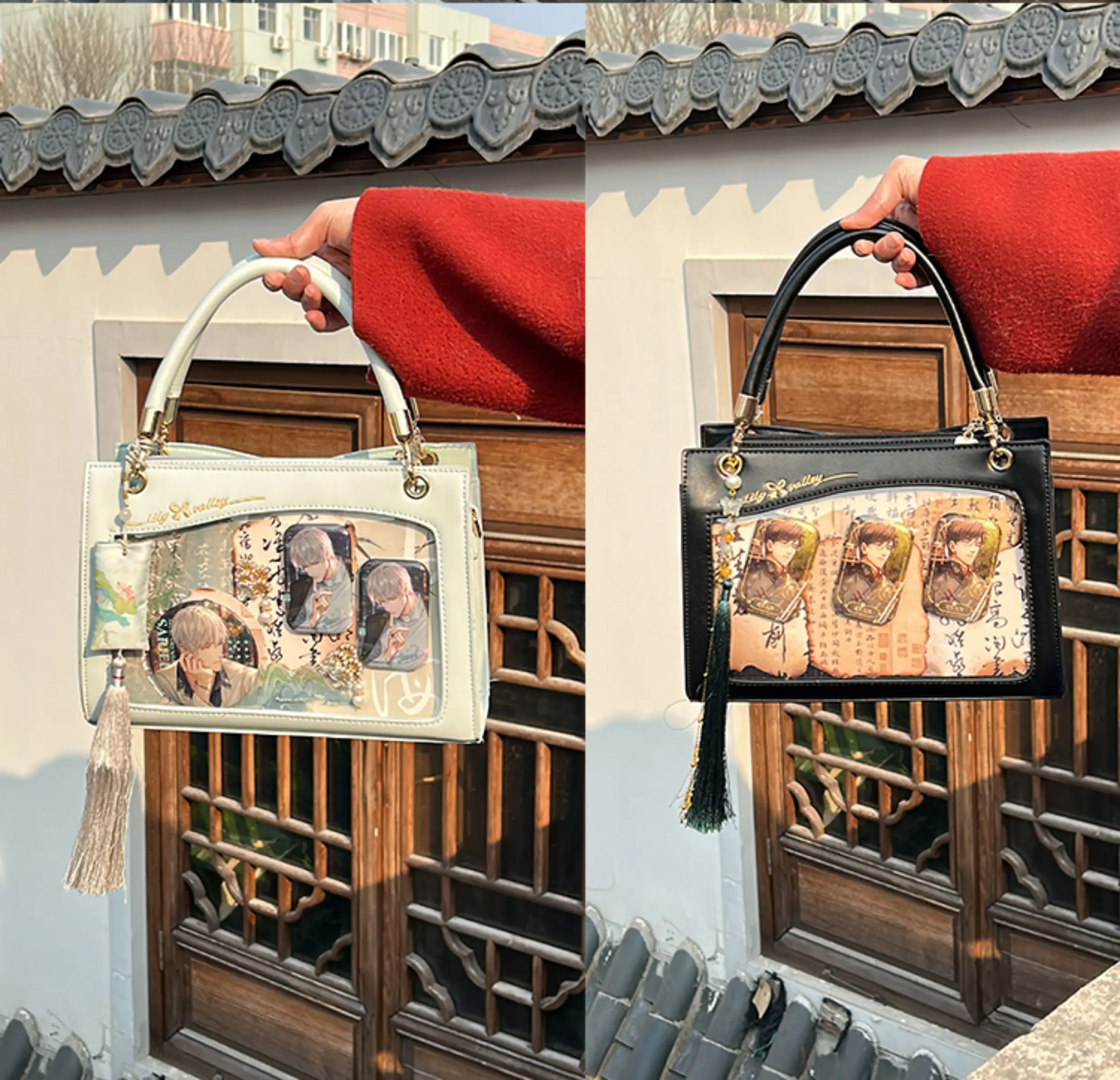 Japanese Original Chinese Style Bow Chain Lta Bag for Women's Small Food Daily Transparent Portable Crossbody Pain Bag Female