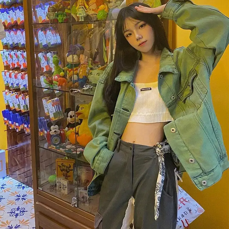 

Short Jackets Woman Women'S Fashion Cargo Front Pocket Multi-Pocket Button Pure Simple Basic Ladies Style Outerwear Long Sleeve