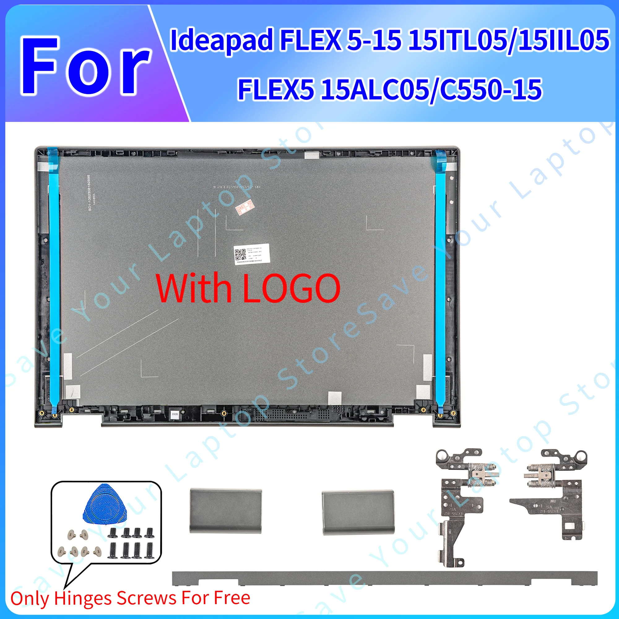 

Laptop Cover For YOGA C550-15 Ideapad Flex 5 5-15IIL05 5-15ITL05 Screen Back Cover Hinges Hingecover grey Replace