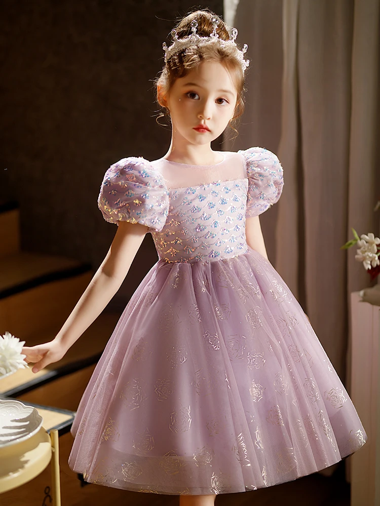 Christmas Dress Flower Girls Dress For Birthday Formal Party Junior Concert Banquet Princess Gown Party Dress For Kids Birthday