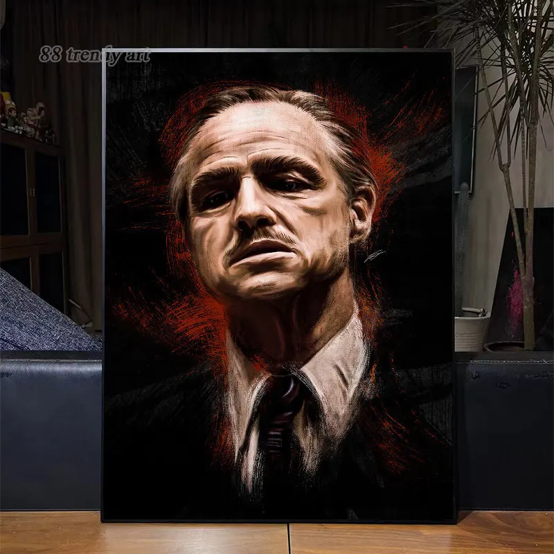 Gangster Film Character Poster Godfather Canvas Print Pictures Abstract Wall Art Hanging Painting for Living Room Decoration