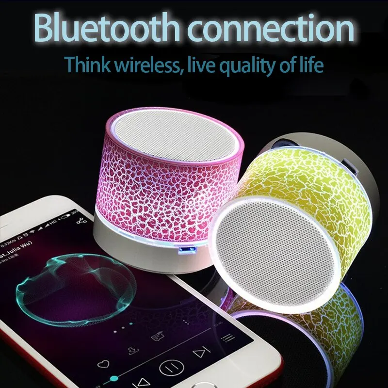 New Mini Portable Car Audio A9 Dazzling Crack LED Wireless Bluetooth 5.1 Subwoofer Speaker TF Card for Mobile Phone Loudspeaker