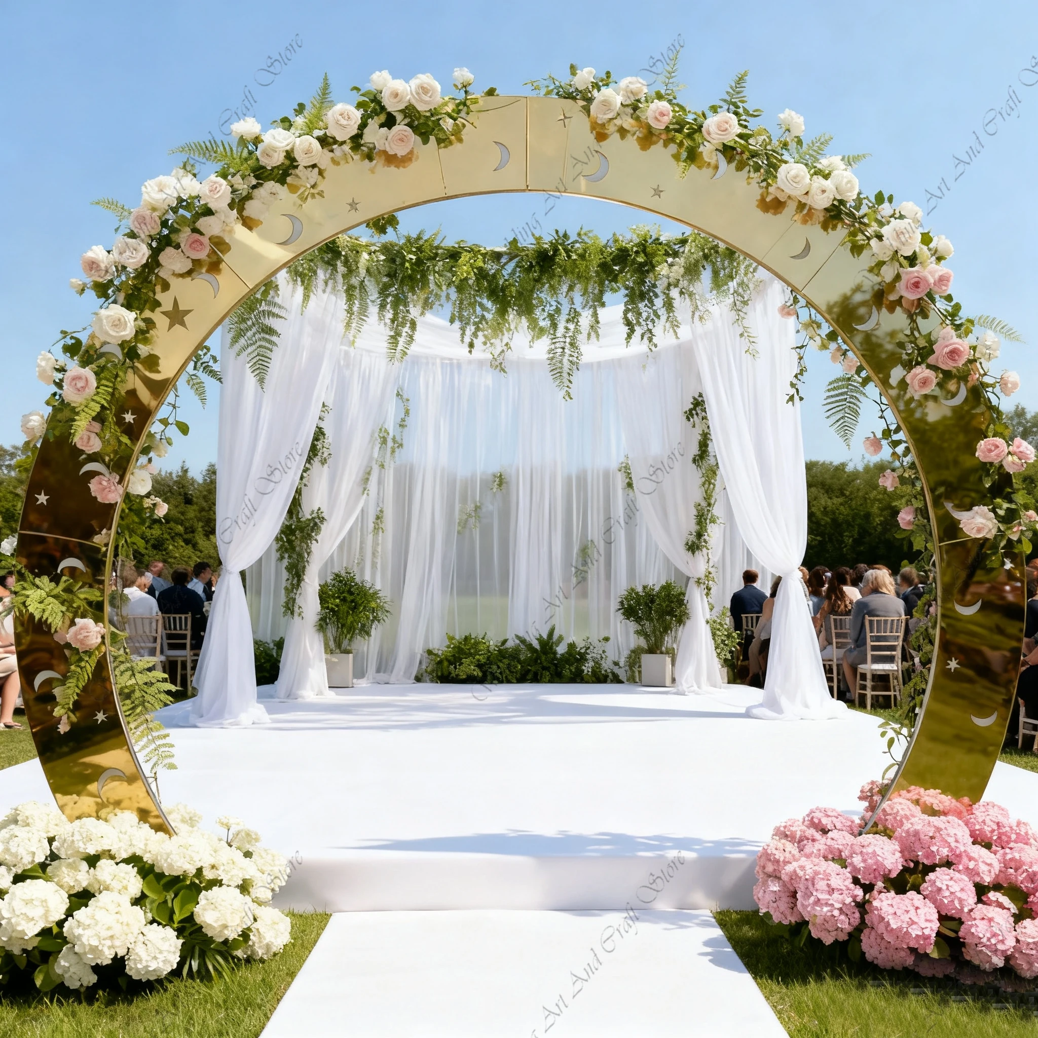 

1 шт. f30 2,4*2,9 м Золотая свадебная арка из нержавеющей стали, полукруглая декоративная рамка для романтической свадебной церемонии, фон ivy318