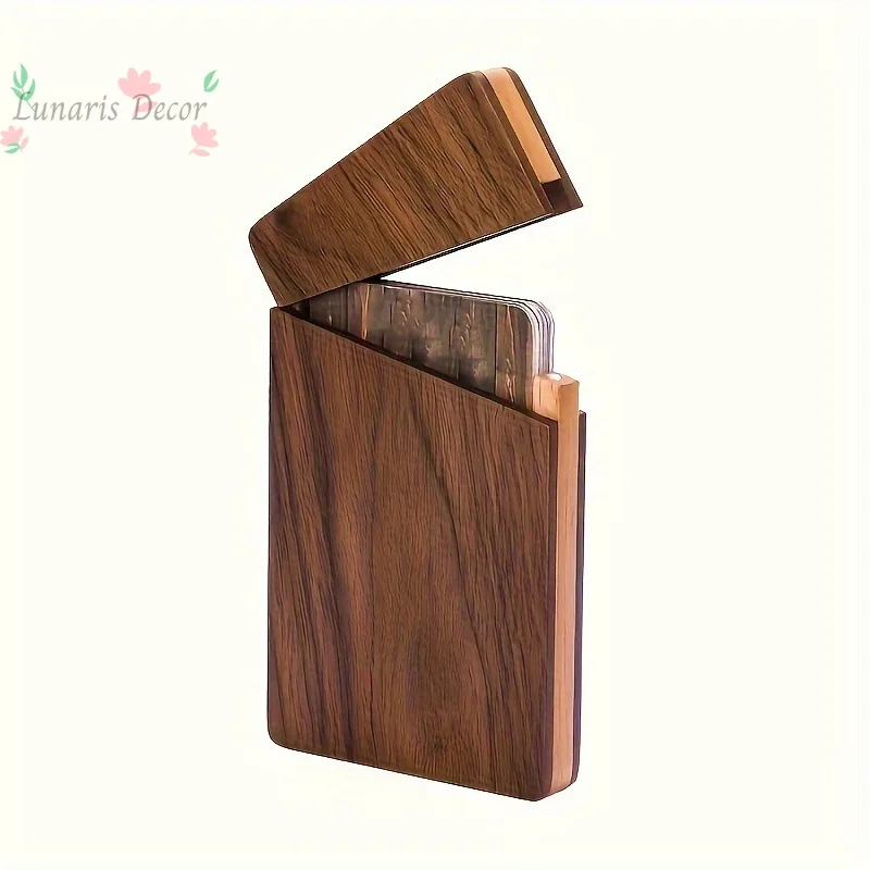 

Exquisite wooden walnut business card holder - solid wood business card case
