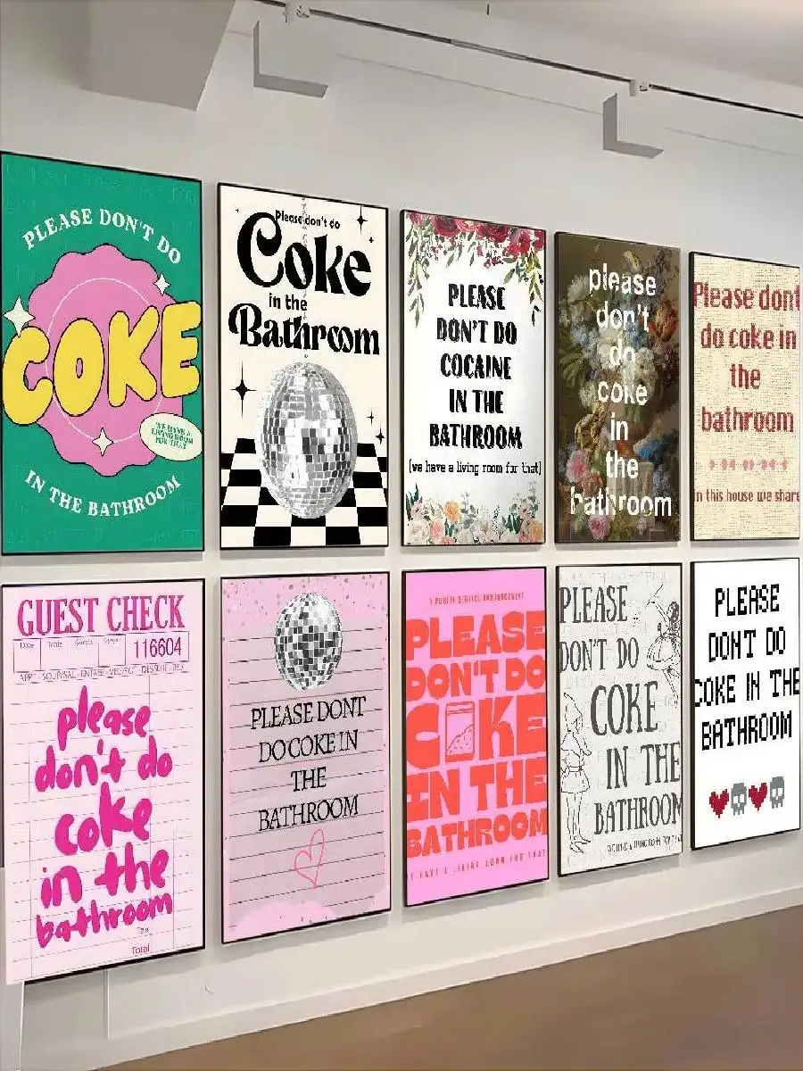 ملصق حمام مضحك يرجى عدم تفعل فحم الكوك في الحمام ملصق ذاتي اللصق قابل لإعادة الاستخدام لديكور الحائط #2