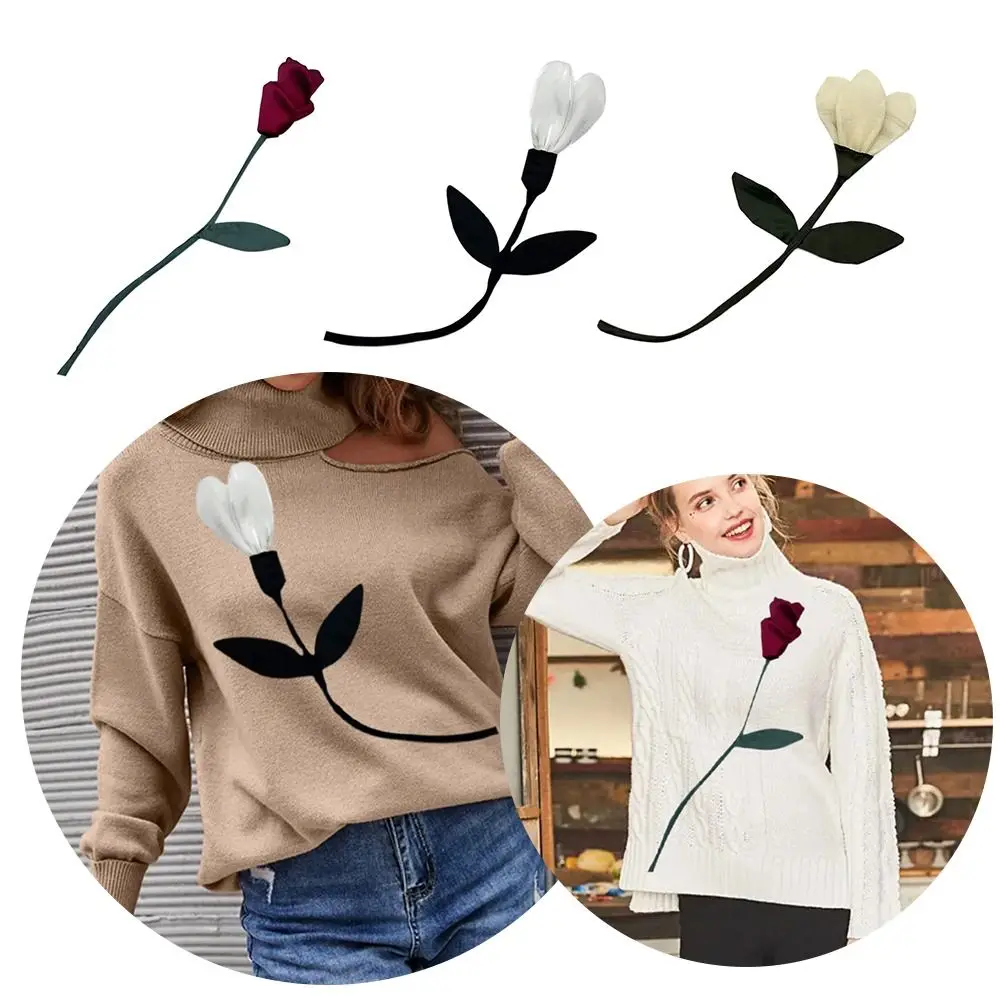 Modna Tkanina Materiał Kołnierz Kwiat Ręcznie Robiona Koronka Kwiat Tulipan Broszka Przypinki DIY Szycie Przypinki do Klapy