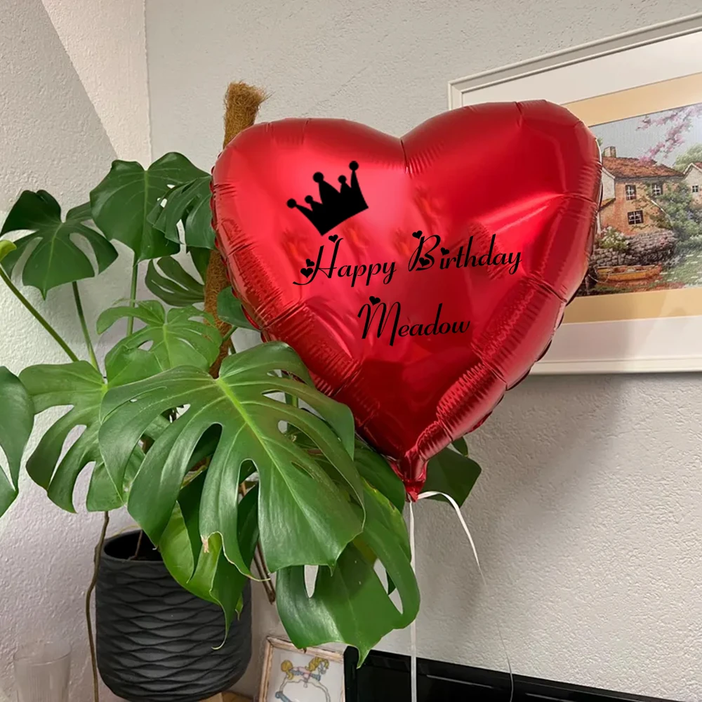 Custom Heart Balloon Customizable Personalized Name Text Home Party Decoration Crown Balloon Birthday Gift Custom Name Balloon image 5