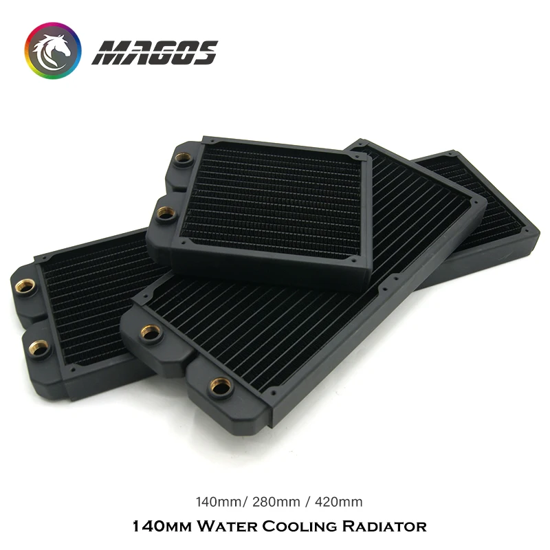 27mm Thickness Copper PC Radiator For 140mm Fan,G1/4\'\'Water Cooling Cooler Heatsink 140/280/420mm