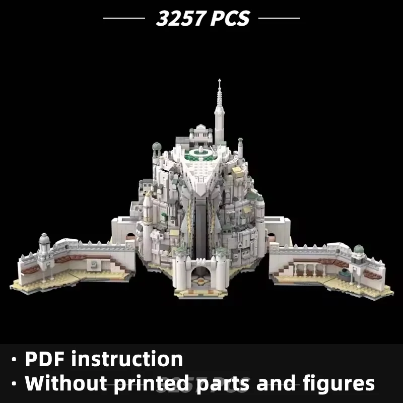 MOC Fantasy Kingdom White City Fortress Building Blocks 3257Pcs, Architecture Stronghold Castle Bricks Model Adults