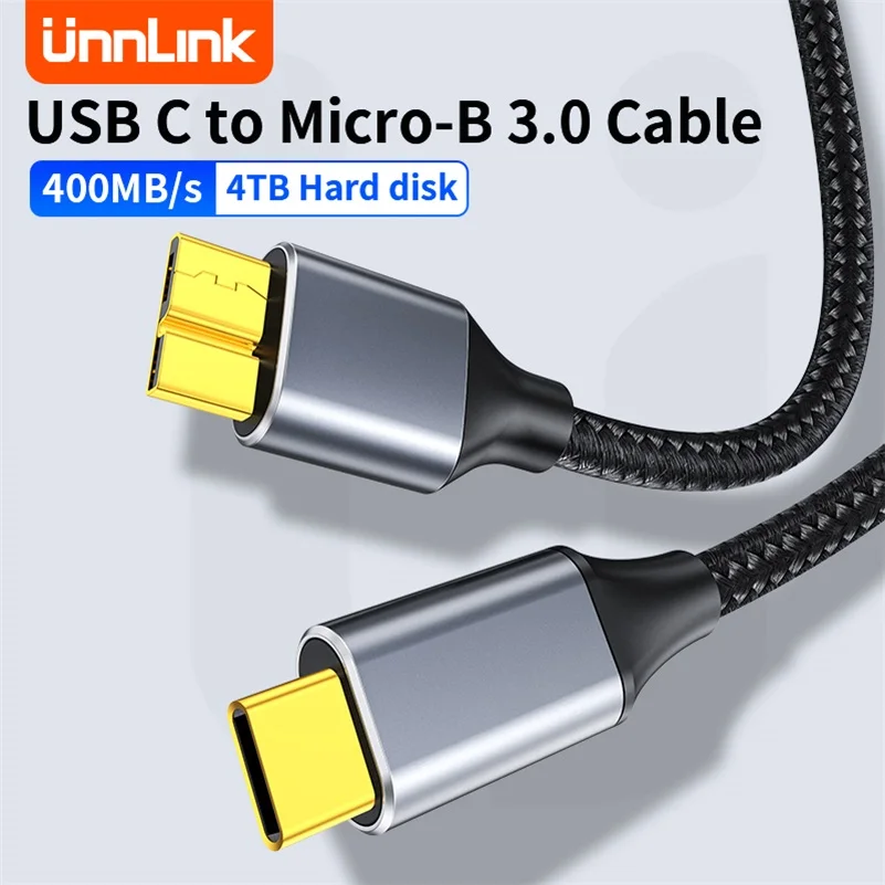 

Unnlink USB C to Micro B 3.0 Cable Fast Data Sync Cord Type-C Micro B Mobile Hard Disk Drive HDD SSD Cable For Macbook Pro Mini