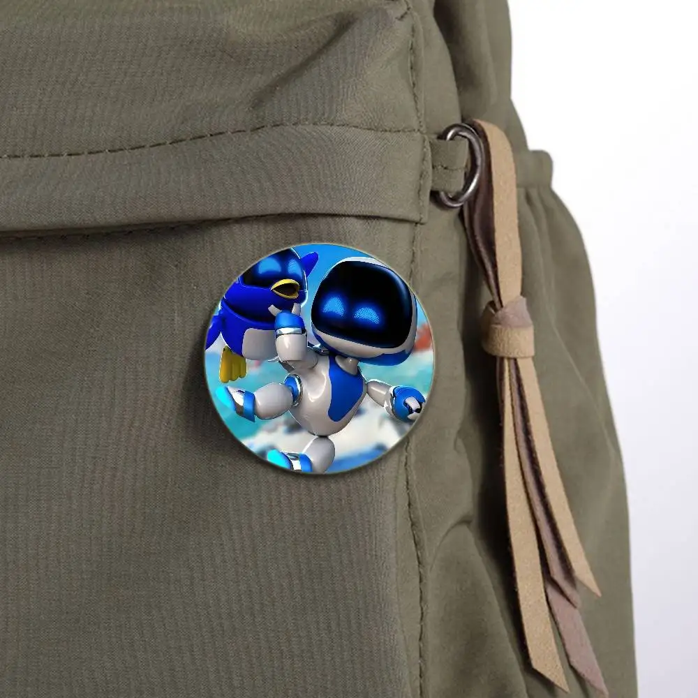 THE Cartoon A-Astro-Bot Badges Creative Tinplate Soft Button Pins Animal Icon Brooch Lapel Backpack Badge S