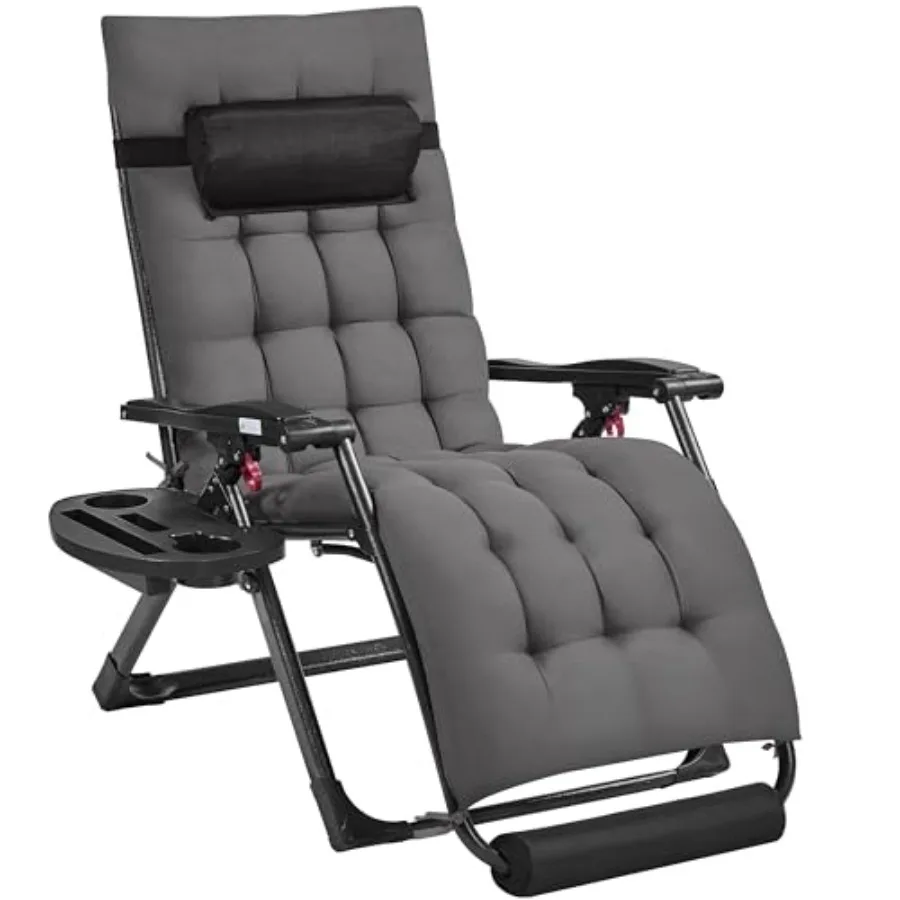 

26 Zero Gravity Chair Folding Reclining Lounge for Indoor and Outdoor Use, Dark Gray Fabric with Removable Pad, Headrest, and S