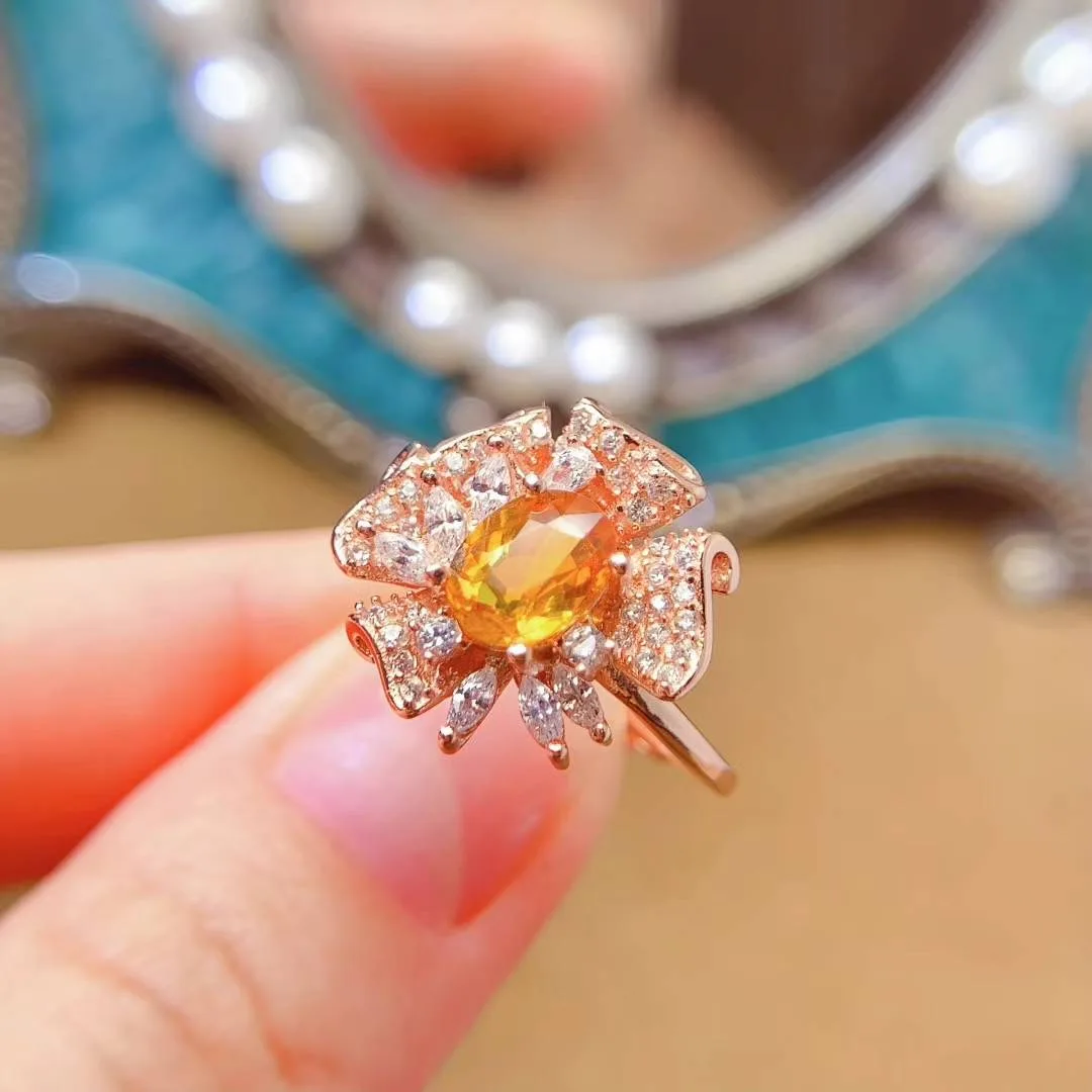 

KJJEAXCMY High End Women's Ring Natural Sapphire S925 Silver with Electroplating Boasting High Clarity Full Brilliance Gift