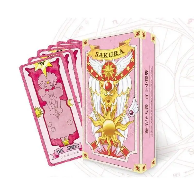 

1 Set Anime Cardcaptor Clow Card Cosplay Props SAKURA Card Captor Sakura Cards Gift Kawaii Wands Girls Boys Treasure Chest