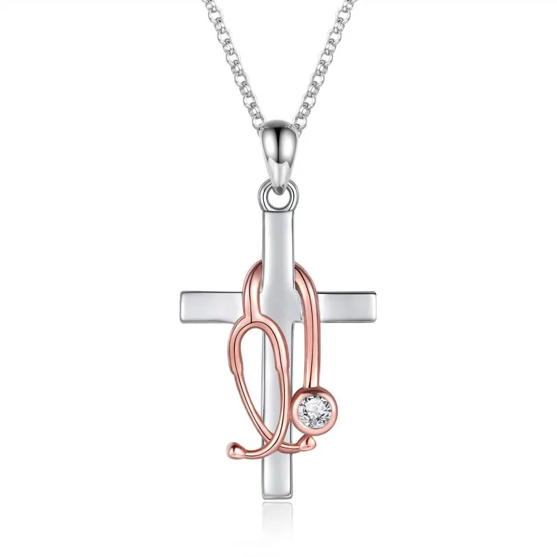 

Cross Stethoscope Pendant Necklace for Medical Professionals Stylish Meaningful Trendy Jewelry Accessory Daily Casual Nurse Gift