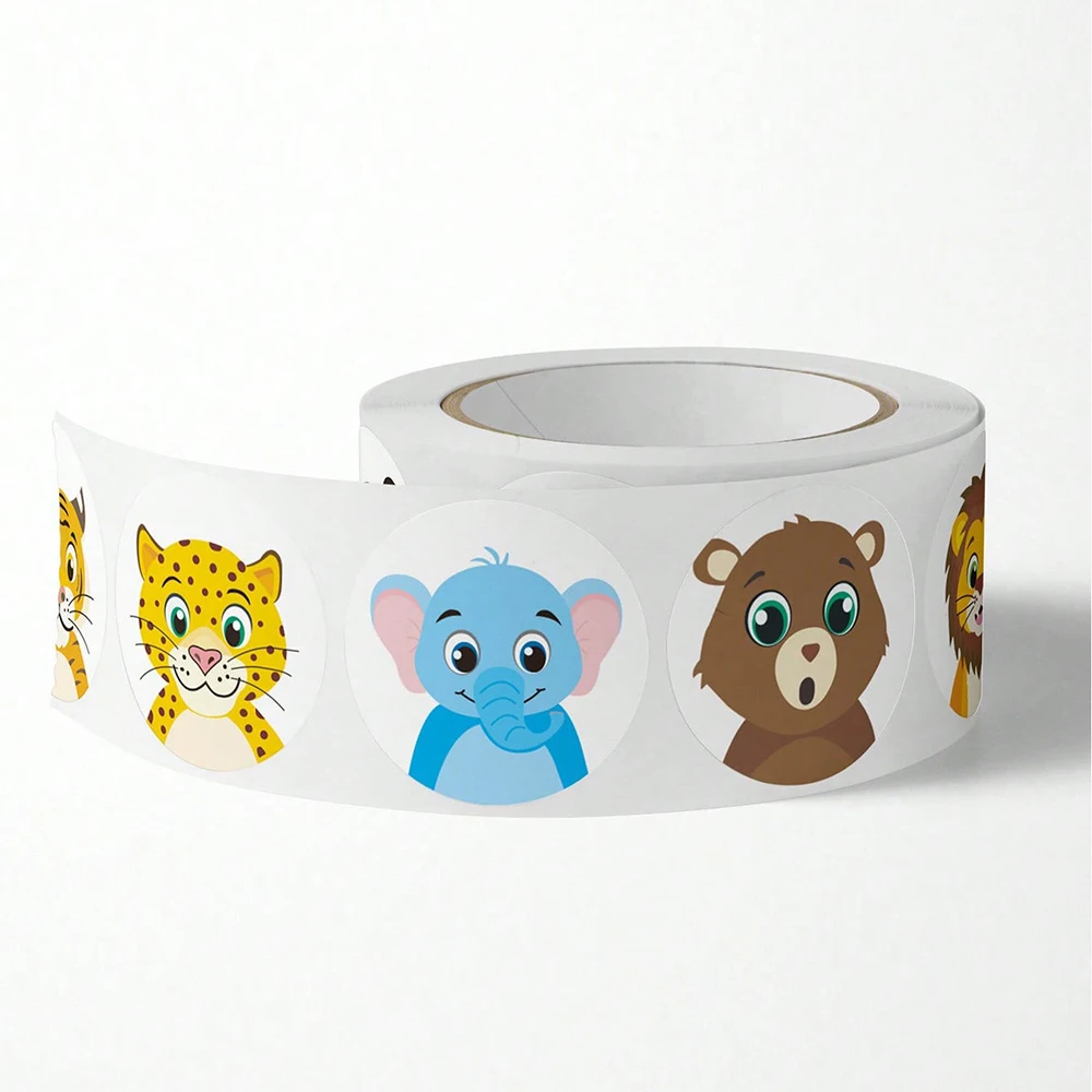 

500pcs/Roll Kawaii Animal Seal Label Stickers Waterproof Decoration Decals DIY Suitcase Scrapbook Guitar Cute Kid Reward Sticker