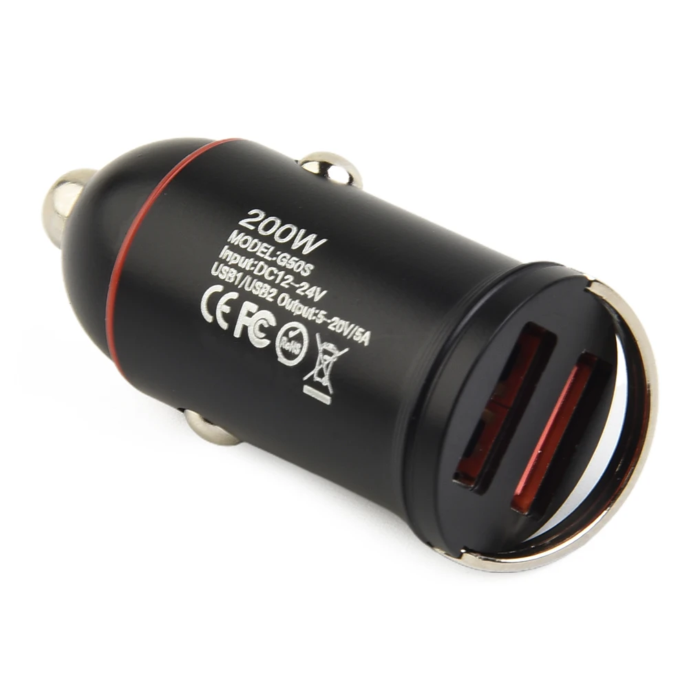 تقليم شاحن سيارة أقراص Type-C 1 قطعة ملحق سريع للغاية سبائك الألومنيوم المزدوج USB الهواتف المحمولة شاحن الهاتف
