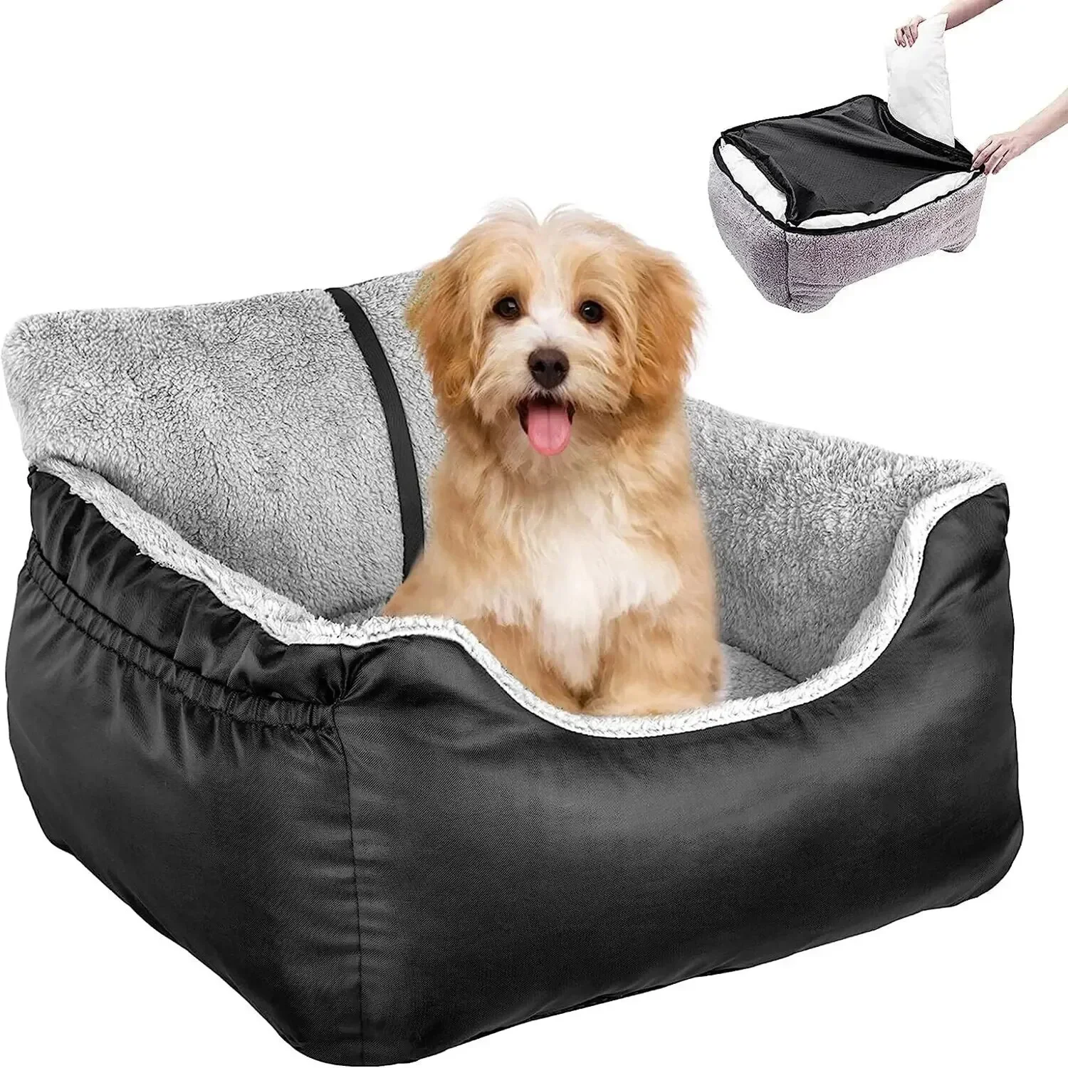 Washable Car Seat for Large and Medium Dogs, Booster, Pet Car Seat, Detachable Dog Bed for Car Back Seat, Pet Travel Carrier Bed