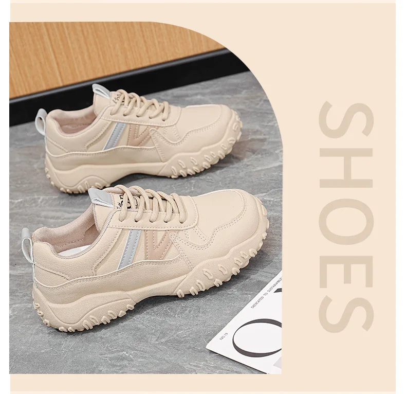 2026 Herbst Neue Damen Atmungsaktive Plateau-Freizeitschuhe, Koreanische Vielseitige Gestreifte Schnürschuhe mit Chunky-Sohle – Detail 18