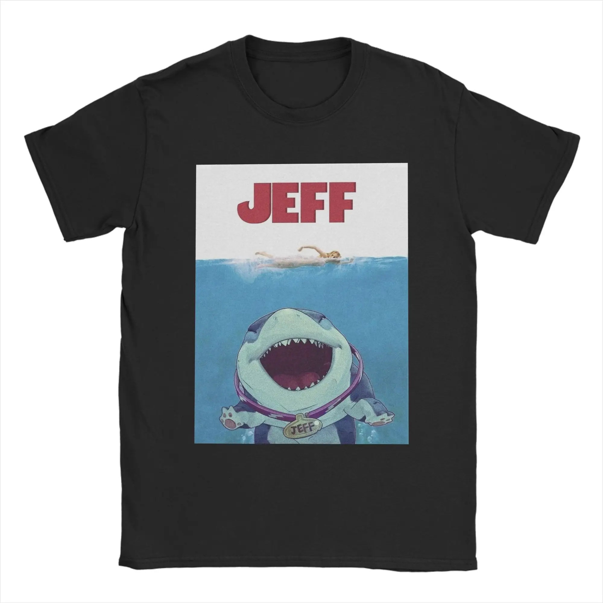 Kurzarm T Shirt Crewneck Kleidung Druck Männer T-Shirt Jeff The Land Shark Film Freizeit Reine Baumwolle T-shirt