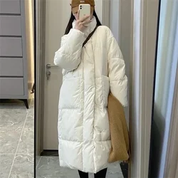 2024 New Hooded Slim Long Women's Padded Coat Oversized Winter Warm Thicken Quilted Jackets Korean Casual Parkas Snow Wear Casac