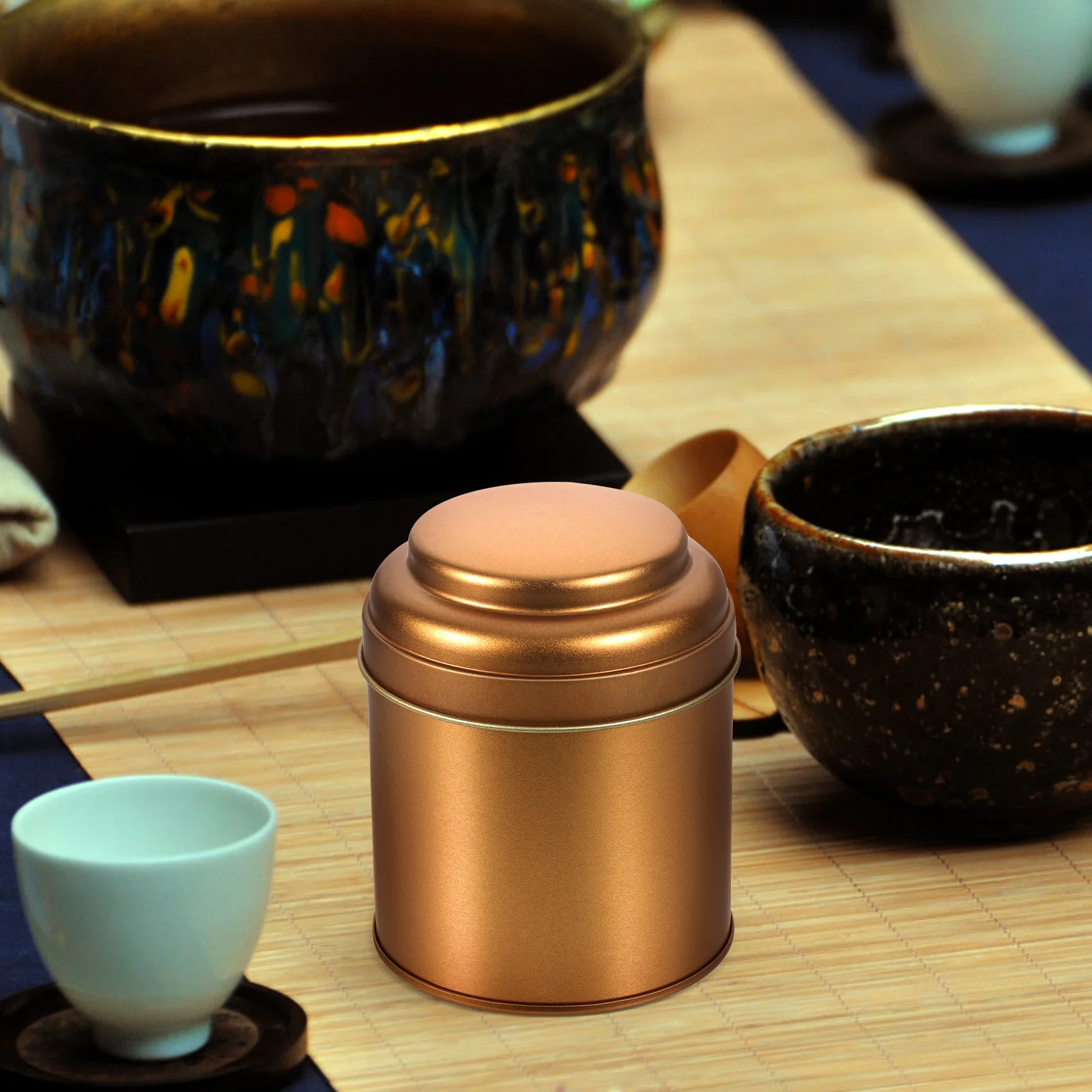 

Tea Tins Airtight Containers for Loose Leaf Tea Coffee Beans Sugar Tinplate Material Stylish Design Kitchen Storage