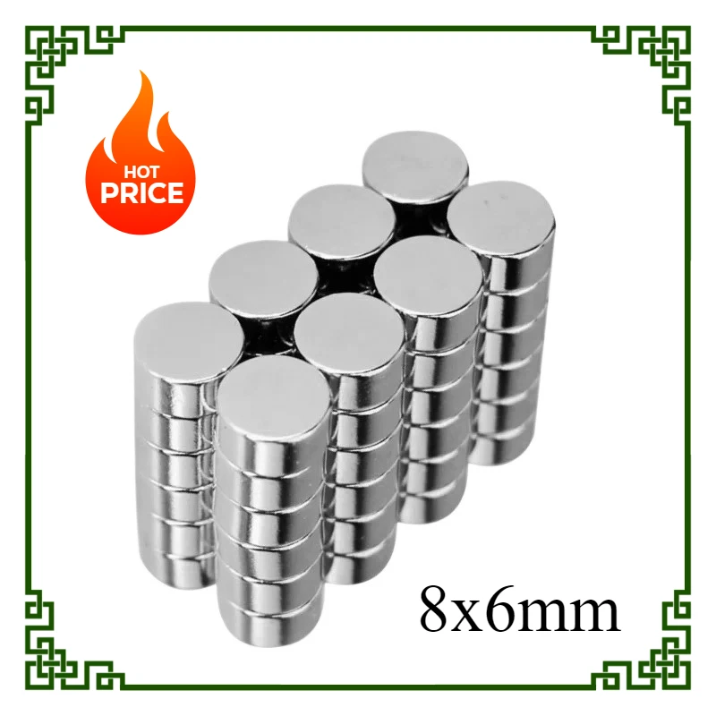 8x6mm Neodymium Powerful Magnets 8*6mm Strong Disc Neodymium Magnets For Fridge DIY, Building Scientific Craft  8*6 8x6