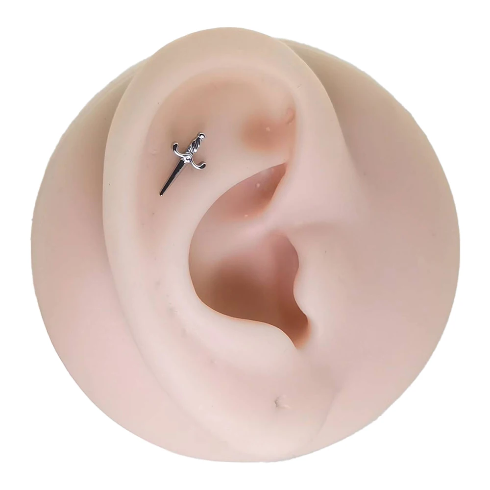 QM ASTM F136 Titanium Internally Threade Sword Internally Threaded Labret Helix Cartilage Tragus Body Piercing Jewelry ASTM F136