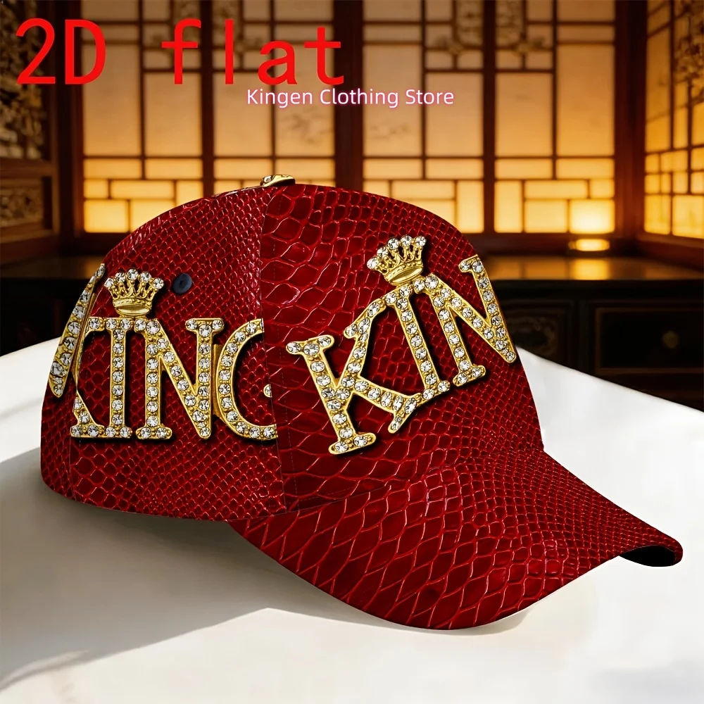 1pc 2D Print Crown King Emblem Pattern Baseball Cap Gift for Dad Printed Comfortable Fishing Vacation Cycling Outdoor Sports Fat
