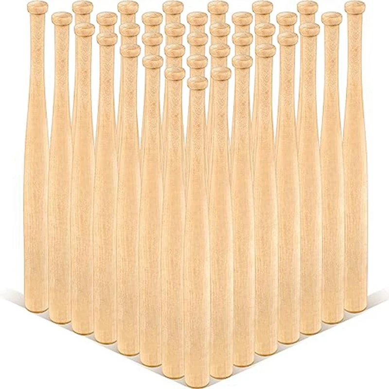 

36 Pieces 7 Inch Unfinished Small Wooden Bats Unpainted Wood Baseball Bats For Painting Keychain