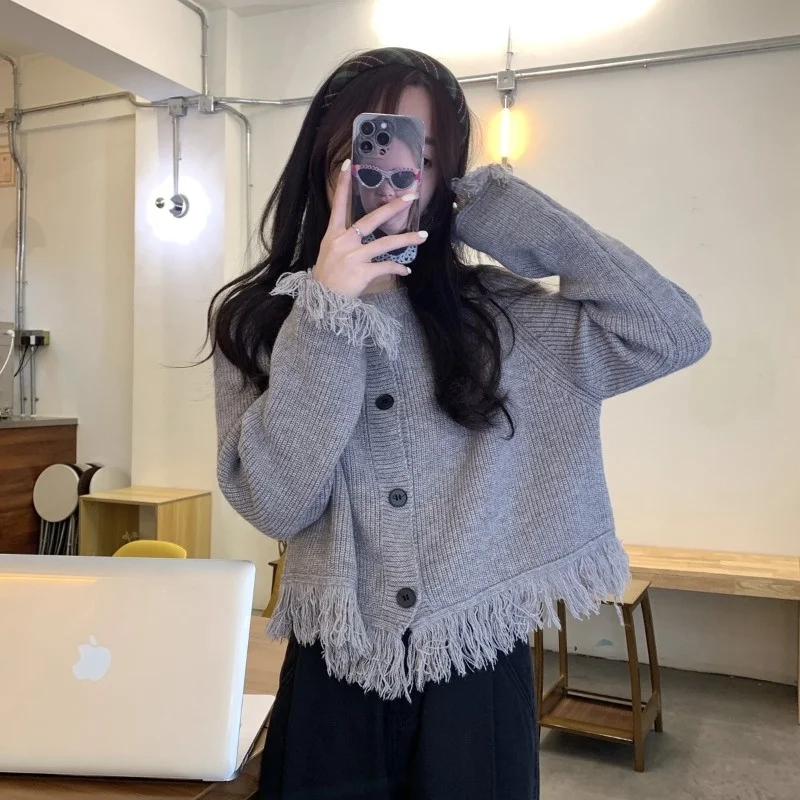 Or maglione lavorato a maglia Jaet da donna sciolto lungo Sve round Ne Open Cardigan Top per la primavera autunno taglia piccola amichevole