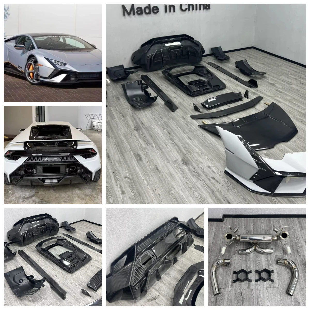 Bodykit for Lamborghini Huracan LP580 LP610-4 to Upgrade to Tecnica Kit Facelift Include Front and Rear Car Bumper Side Skirts