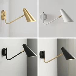 Industrial Adjustable Long-arm Iron Wall Lamp With Switch Fexible Folding Rotatable E27 Wall Light Bedroom Bedside Reading Lamp