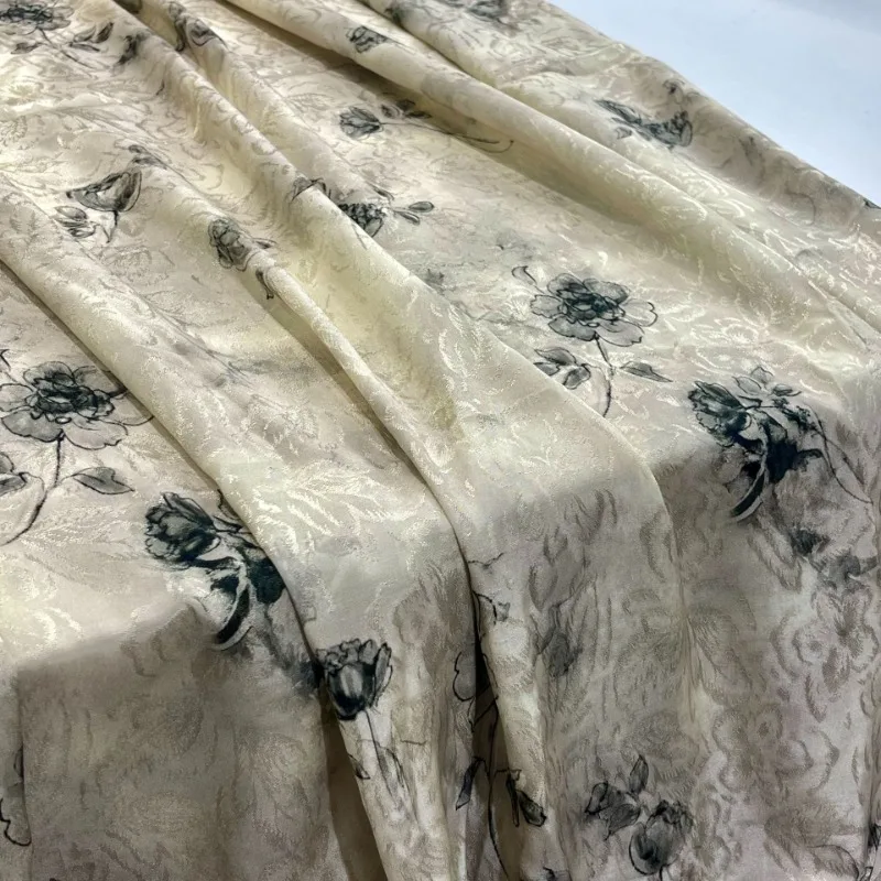 

Абрикосовый мая-жаккардовый принт, ткани для одежды, высококачественные текстильные платья, шитье, дизайнерские материалы «сделай сам», весна-лето