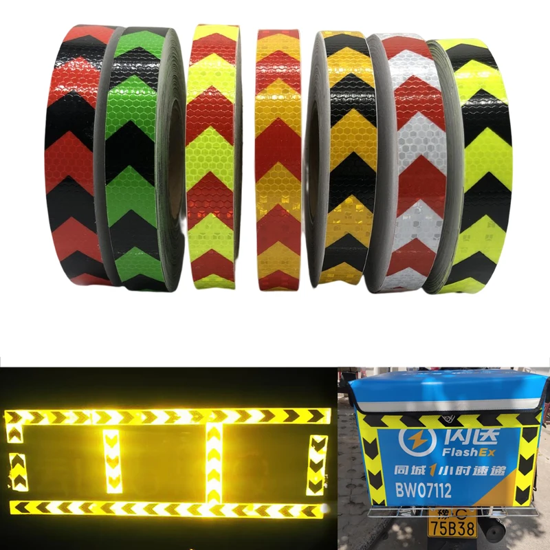 

25mmx50m/Roll Car Arrow Reflective Tape Decoration Stickers Car Warning Safety Reflection For Safety