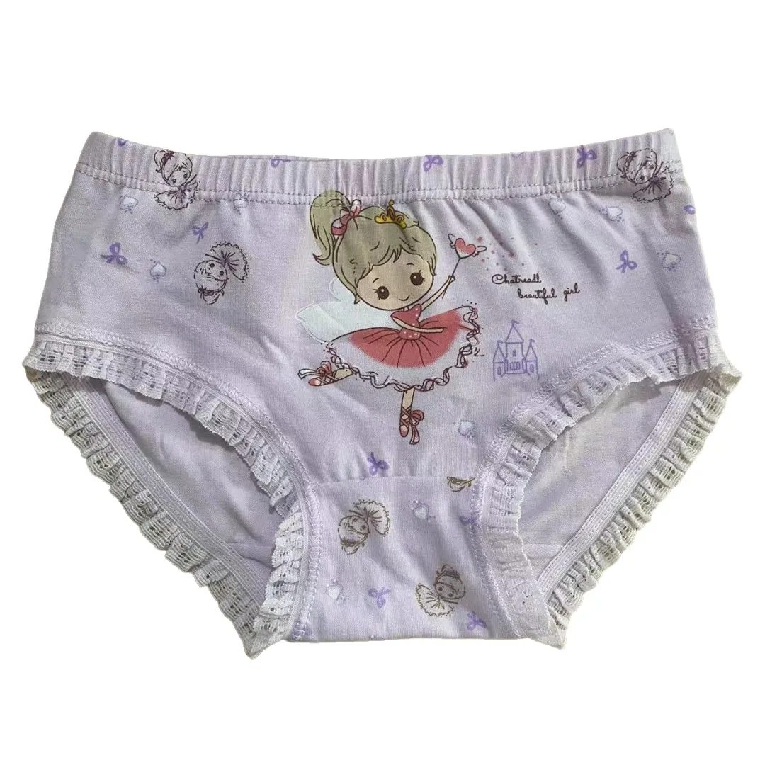 4pcs/Lot Girls Skating Big Eyes Anime Briefs Cotton Underwear Kids Breathable Cute Briefs Panties Size 3-12T