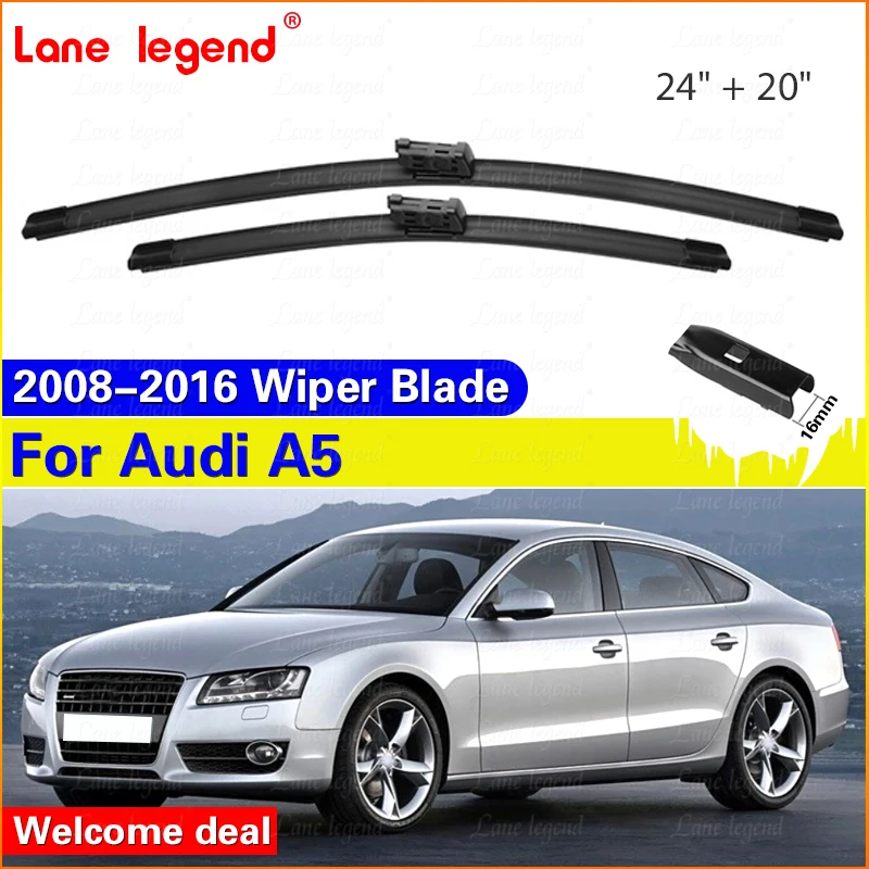 

Car Front Wiper Blades Windscreen For Audi A5 2008 2009 2010 2011 2012 2013 2014 2015 2016 Windshield Rain Brushes 24"+20"
