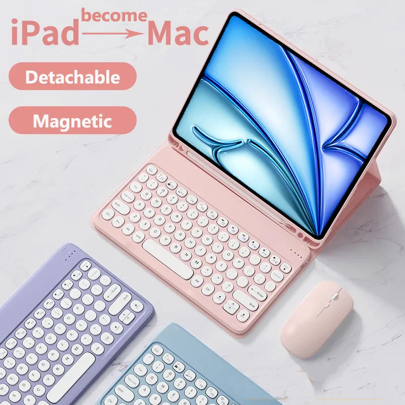 For IPad Case With  Keyboard Mouse For IPad  Air 13 2024 13inch 9.7 5/6th Air2 Pro Air3/4/5 Pro11/12.9 For IPad 7/8/9/10th Case