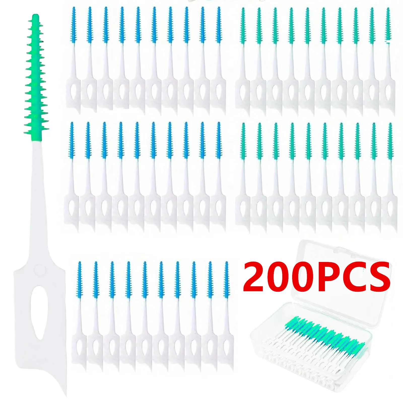 

200 PCS Soft Dental Floss Picks, Dual-Use Dental Interdental Brush, Disposable Tooth Flossing Brushes for Teeth Cleaning