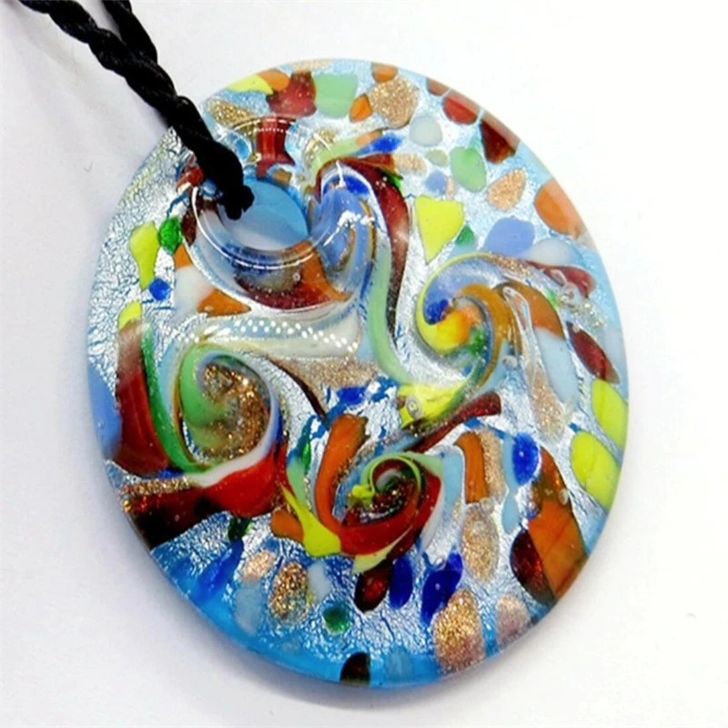 Handmade Murano Glass Pendant Necklace Colorful Round Sand For Women Glass Jewelry Wedding Party Girl Loves Gifts