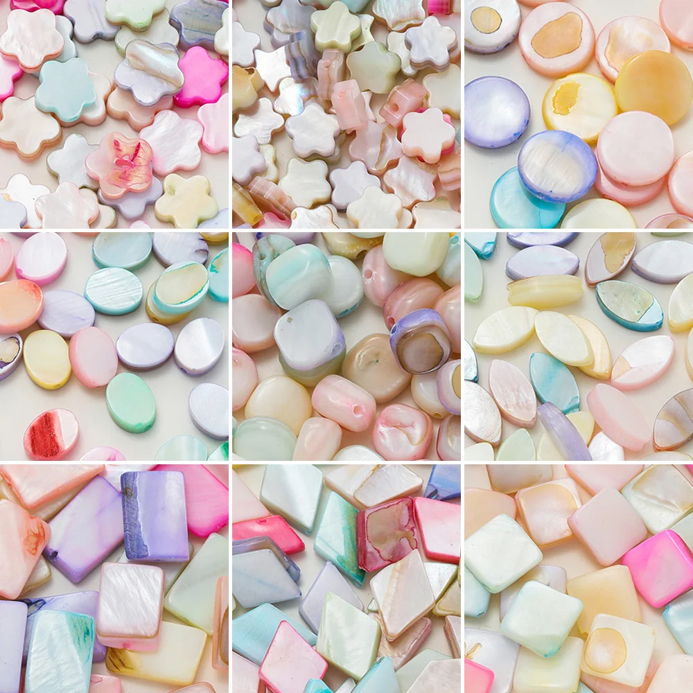 

Natural Shell Beads Multi-Shape Flat Loose Spacer Beads for Jewelry Making DIY Bracelet Necklace Accessories